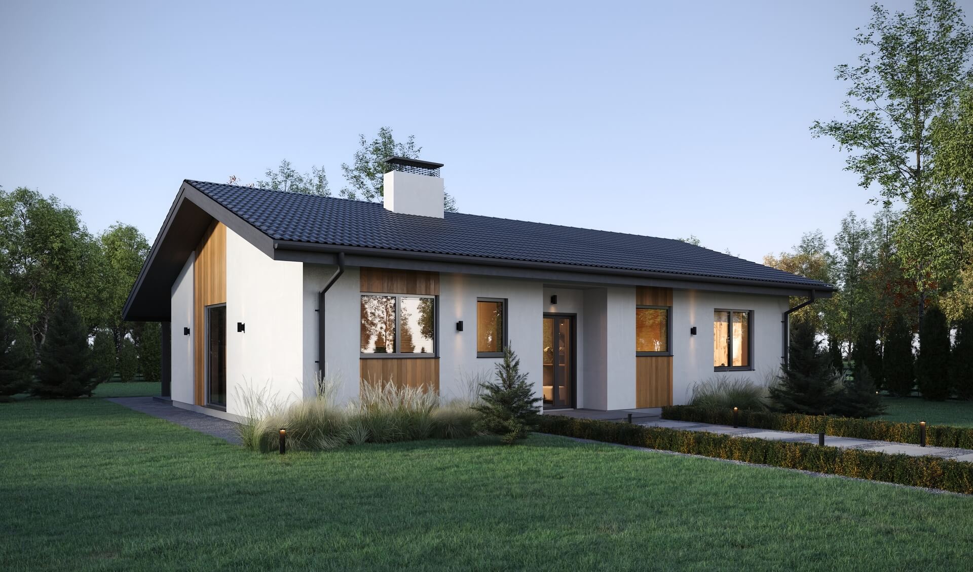 Кухня-гостиная боковая, терраса задняя 100 м²