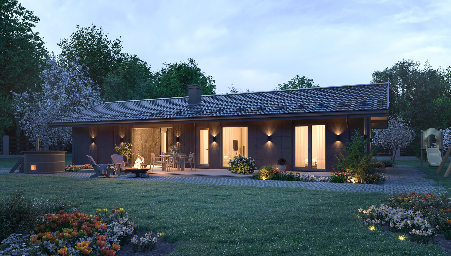 Милый дом 1, терраса и баня 107м2