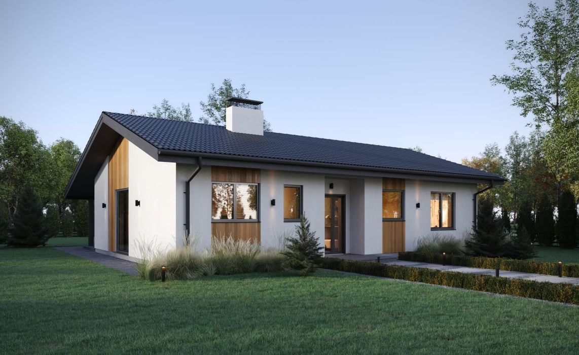 Кухня-гостиная боковая, терраса задняя 120 м²