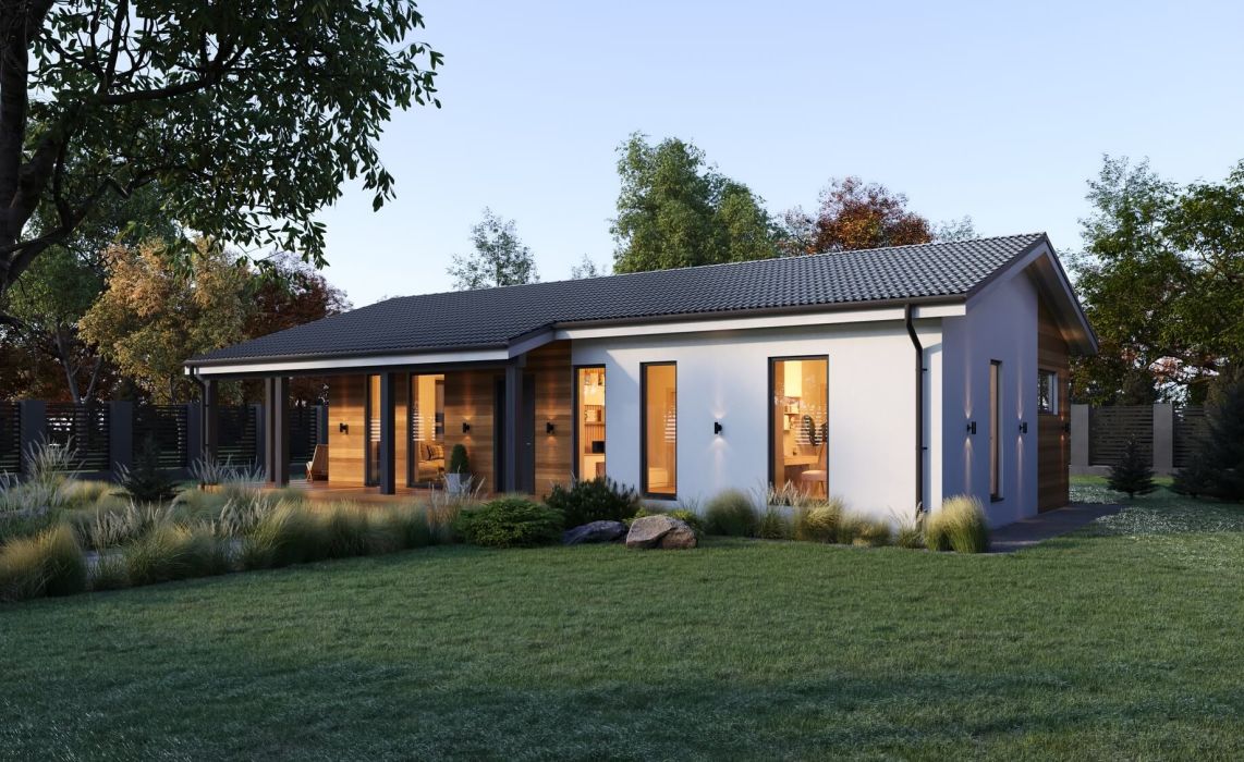 Кухня-гостиная боковая, терраса боковая 110 м² 