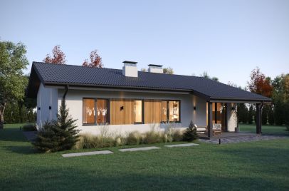 Кухня-гостиная боковая, терраса задняя 120 м²