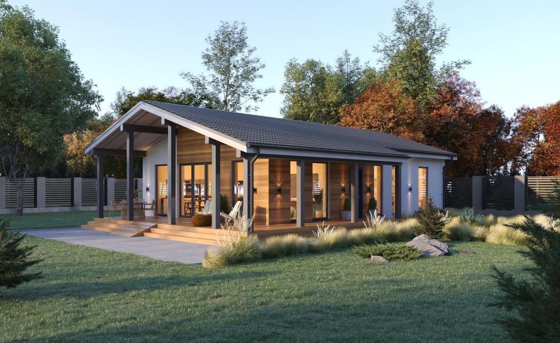 Кухня-гостиная боковая, терраса боковая 110 м² 